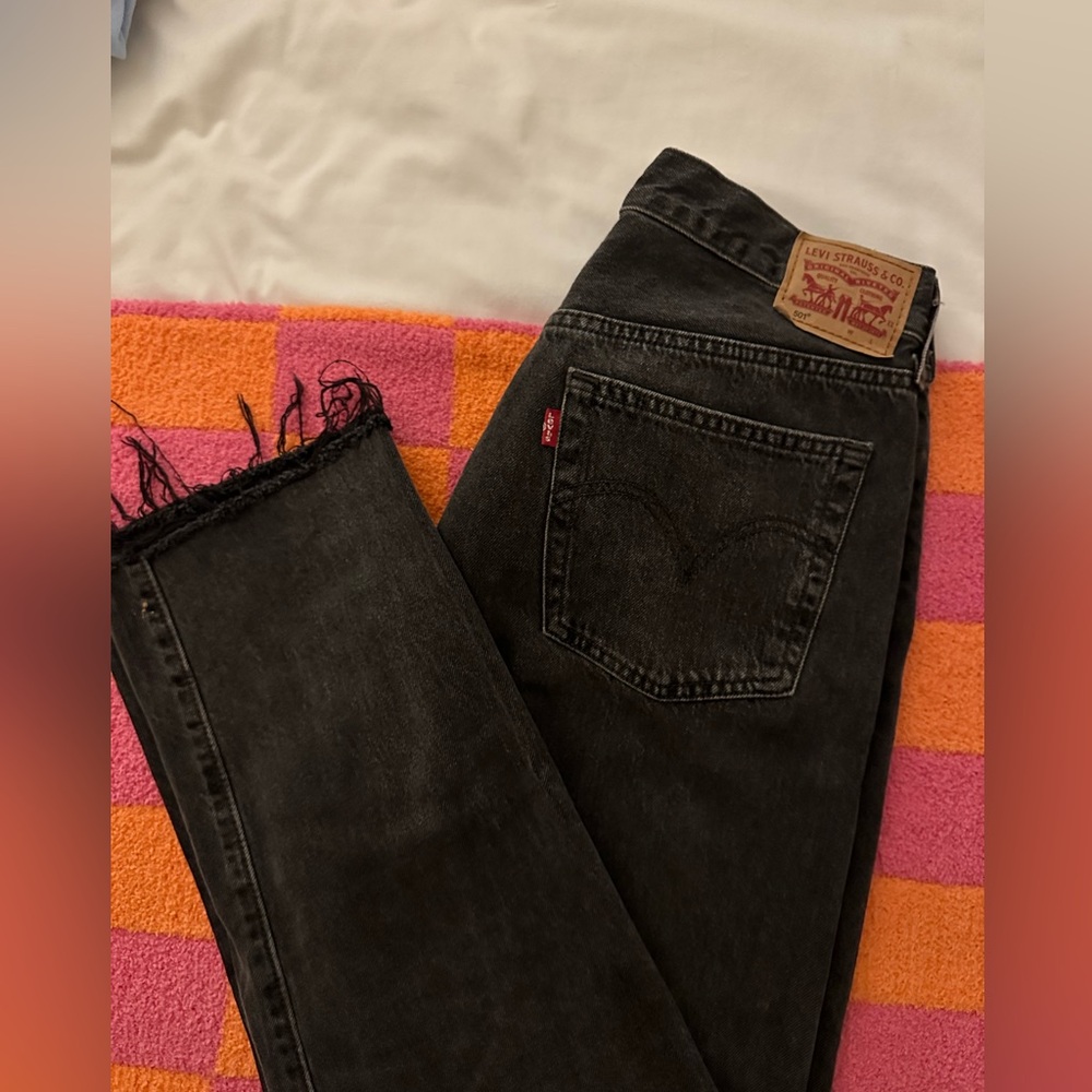 Levi's Charcoal Denim Jeans with Frayed Hem